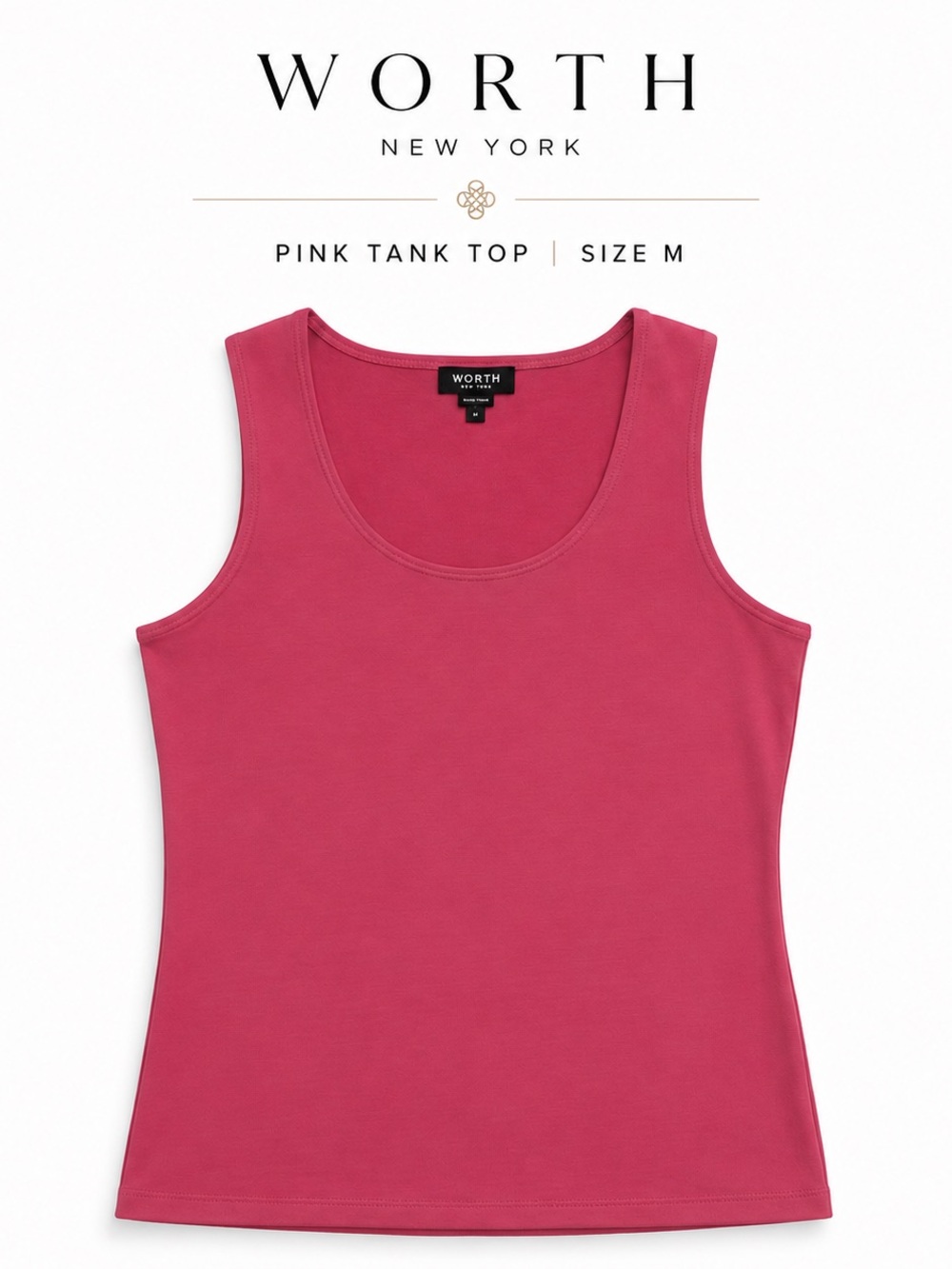 NEW WORTH New York Pink Tank Top Size M Stretch Nylon Blend Minimalist Classic